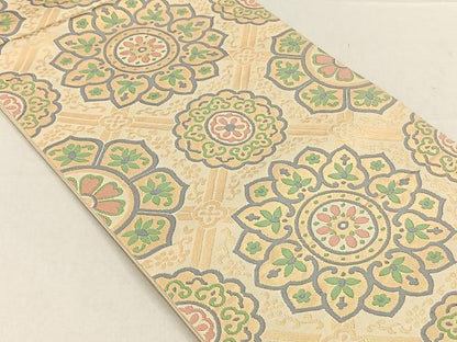 平和屋着物◎六通柄　本袋帯　正倉院花文　金糸　正絹　逸品　CABH7244yk
