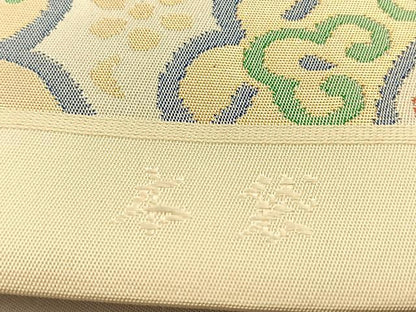 平和屋着物◎六通柄　本袋帯　正倉院花文　金糸　正絹　逸品　CABH7244yk