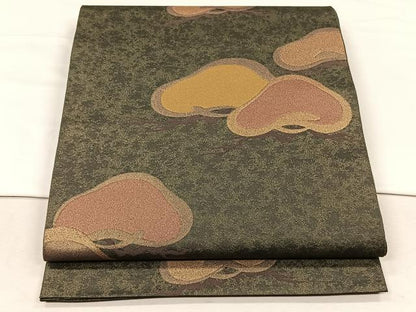 平和屋着物◎六通柄袋帯　松　金糸　正絹　逸品　CABH7253yk