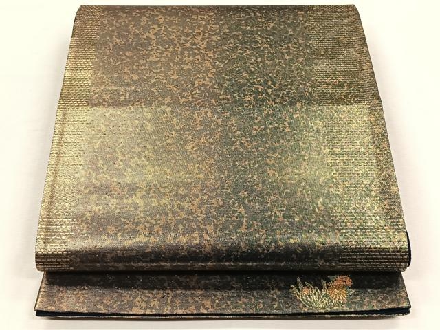 平和屋着物◎六通柄袋帯　霞文　ワンポイント　草花丸文　金糸　正絹　逸品　未使用　CABH7269yk
