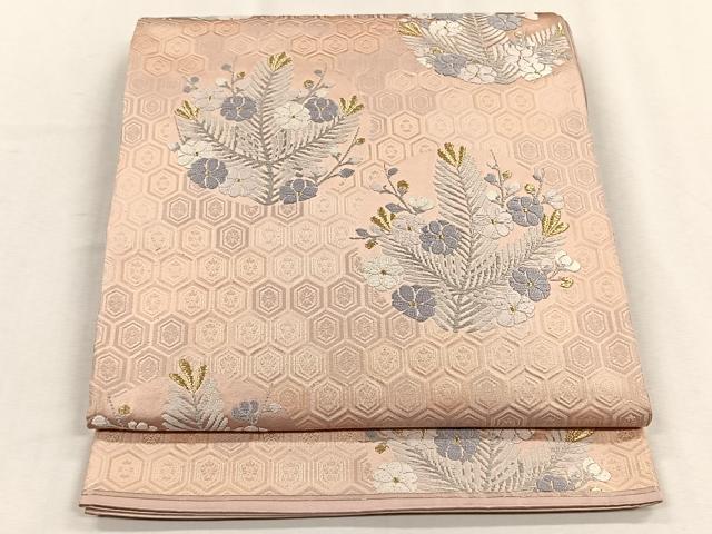 平和屋着物◎六通柄袋帯　唐織　草花丸文　正絹　逸品　CABH7273yk