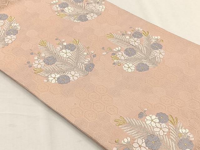 平和屋着物◎六通柄袋帯　唐織　草花丸文　正絹　逸品　CABH7273yk