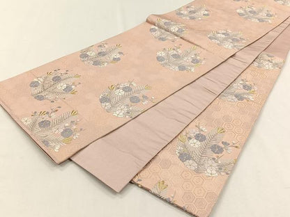 平和屋着物◎六通柄袋帯　唐織　草花丸文　正絹　逸品　CABH7273yk