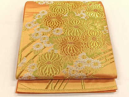 平和屋着物◎六通柄袋帯　草花文　金銀糸　やまとオリジナル　正絹　逸品　CABH7275yk