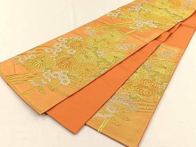 平和屋着物◎六通柄袋帯　草花文　金銀糸　やまとオリジナル　正絹　逸品　CABH7275yk