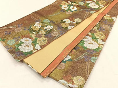 平和屋着物◎六通柄袋帯　草花丸文　金銀糸　正絹　逸品　CABH7280yk