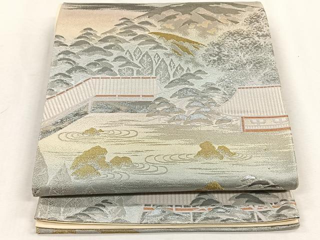 平和屋着物◎六通柄袋帯　浜松文　錦プラチナ箔　正絹　逸品　CABH7281yk