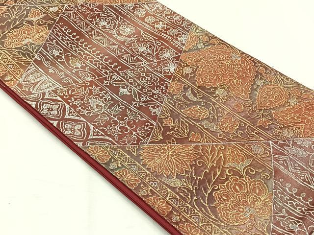 平和屋着物◎六通柄袋帯　切嵌更紗花唐草文　金銀糸　正絹　逸品　CABH7293yk