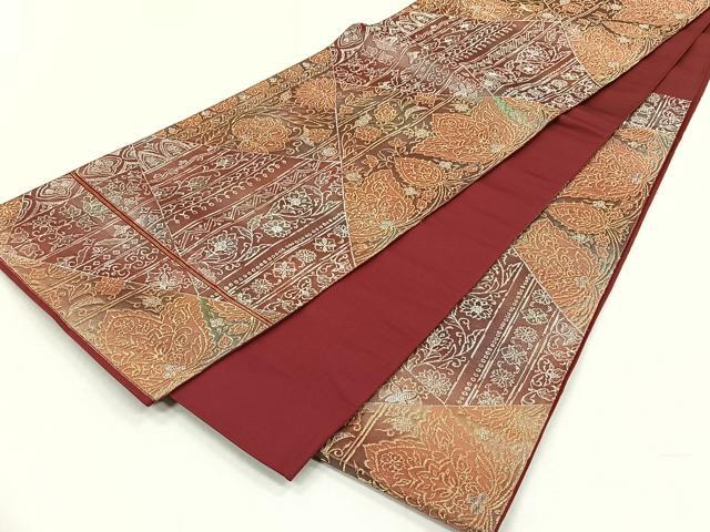 平和屋着物◎六通柄袋帯　切嵌更紗花唐草文　金銀糸　正絹　逸品　CABH7293yk