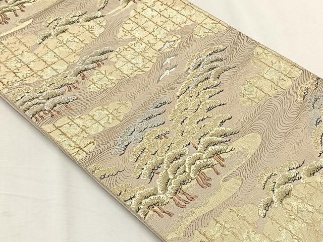 平和屋着物◎西陣　服部織物謹製　六通柄袋帯　松風　金糸　正絹　逸品　CABH7296yk