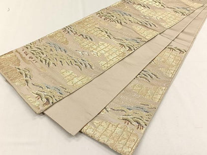 平和屋着物◎西陣　服部織物謹製　六通柄袋帯　松風　金糸　正絹　逸品　CABH7296yk
