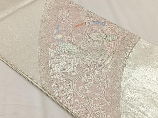 平和屋着物◎六通柄袋帯　孔雀更紗花唐草文　金銀糸　正絹　逸品　未使用　CABH7312yk