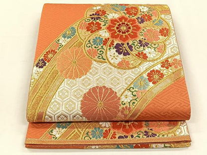 平和屋着物◎六通柄袋帯　唐織　花唐草文　正絹　逸品　CABH7319yk