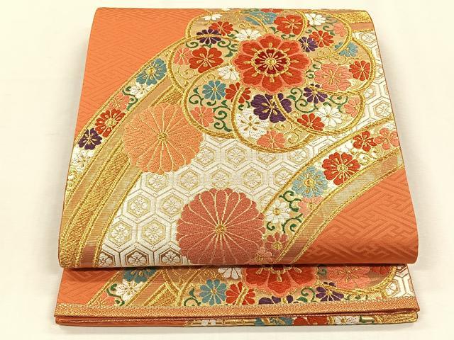 平和屋着物◎六通柄袋帯　唐織　花唐草文　正絹　逸品　CABH7319yk