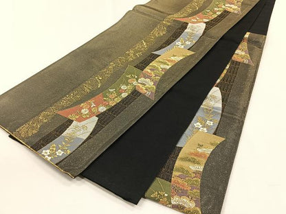 平和屋着物◎六通柄袋帯　有職源氏鑑　金糸　正絹　逸品　CABH7326yk