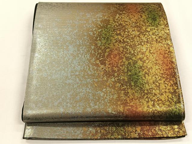 平和屋着物◎六通柄袋帯　霞文　金糸　引箔　正絹　逸品　未使用　CABH7327yk
