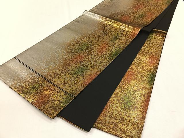 平和屋着物◎六通柄袋帯　霞文　金糸　引箔　正絹　逸品　未使用　CABH7327yk