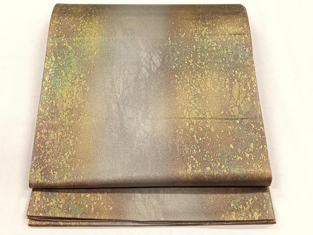 平和屋着物◎六通柄袋帯　霞文　金糸　引箔　正絹　逸品　未使用　CABH7328yk