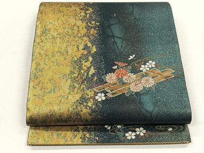 平和屋着物◎太鼓柄袋帯　花筏文　金糸　正絹　逸品　未使用　CABH7329yk