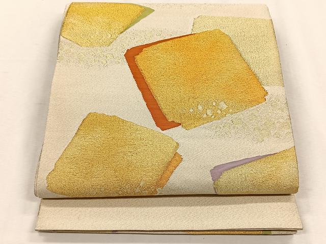 平和屋着物◎太鼓柄袋帯　綴れ　色紙重ね文　金糸　正絹　逸品　未使用　CABH7331yk