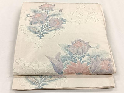 平和屋着物◎六通柄袋帯　ふくれ織　花唐草文　正絹　逸品　CABH7332yk