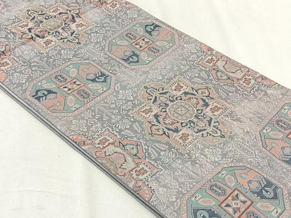 平和屋着物◎六通柄袋帯　幾何学花文　正絹　逸品　CABH7334yk