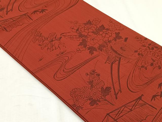 平和屋着物◎六通柄　本袋帯　松竹梅　花車文　正絹　逸品　未使用　CABH7339yk