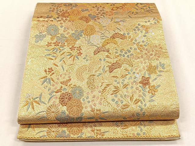 平和屋着物◎六通柄袋帯　花蝶文　金銀糸　正絹　逸品　CABH7342yk