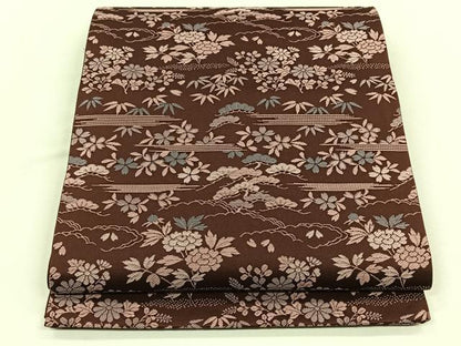 平和屋着物◎六通柄袋帯　草花文　正絹　逸品　CABH7344yk