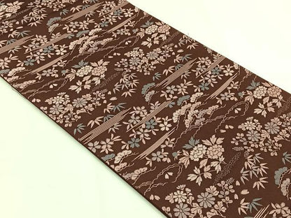 平和屋着物◎六通柄袋帯　草花文　正絹　逸品　CABH7344yk