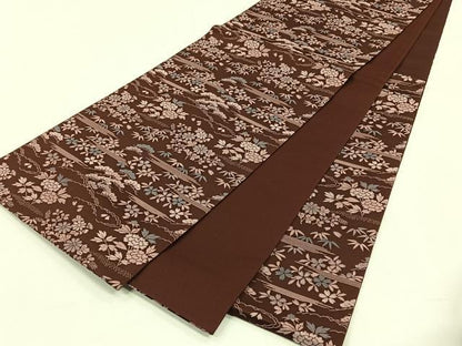 平和屋着物◎六通柄袋帯　草花文　正絹　逸品　CABH7344yk