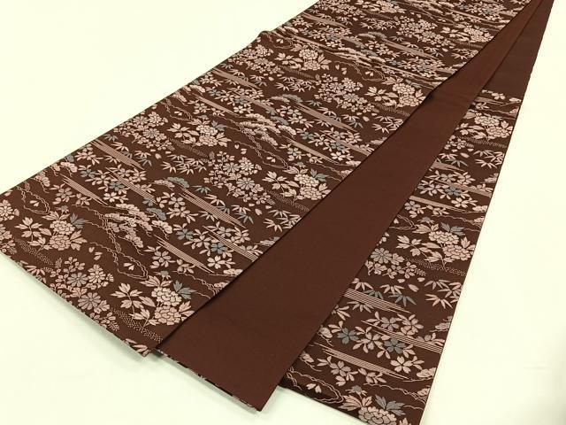 平和屋着物◎六通柄袋帯　草花文　正絹　逸品　CABH7344yk