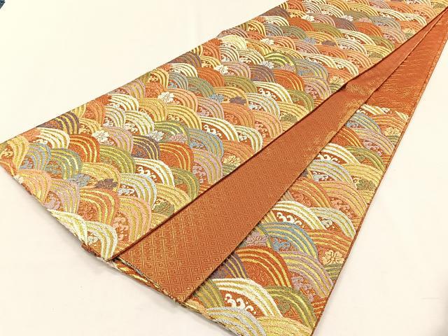 平和屋着物◎佐賀錦　六通柄袋帯　流水花文　金糸　正絹　逸品　CABH7345yk