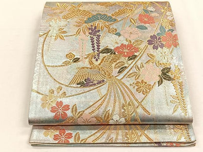 平和屋着物◎六通柄袋帯　鳳凰草花文　金銀糸　正絹　逸品　CABH7348yk