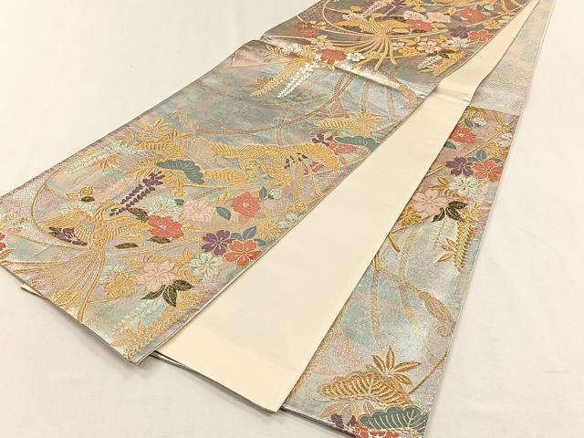 平和屋着物◎六通柄袋帯　鳳凰草花文　金銀糸　正絹　逸品　CABH7348yk