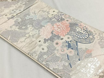 平和屋着物◎六通柄袋帯　唐織　花車文　銀糸　正絹　逸品　CABH7364yk