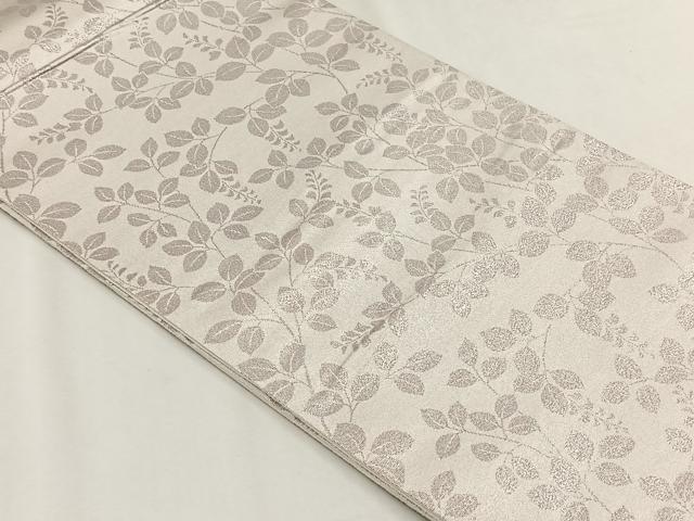 平和屋着物◎全通柄袋帯　作家物　枝葉文　銀糸　正絹　逸品　CABH7365yk