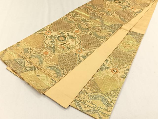 平和屋着物◎六通柄　本袋帯　孔雀花文　彩飾二重箔　正絹　逸品　CABH7368yk