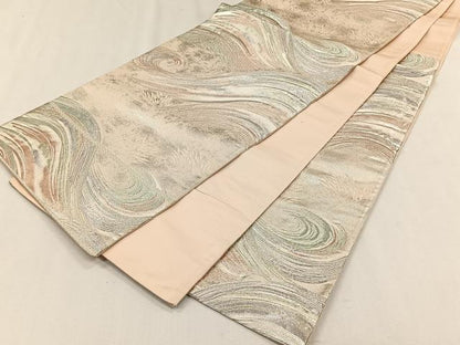 平和屋着物◎六通柄袋帯　流水文　銀糸　正絹　逸品　CABH7369yk