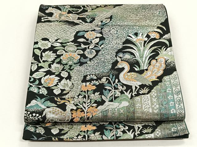 平和屋着物◎六通柄袋帯　狩猟文　金銀糸　正絹　逸品　CABH7370yk