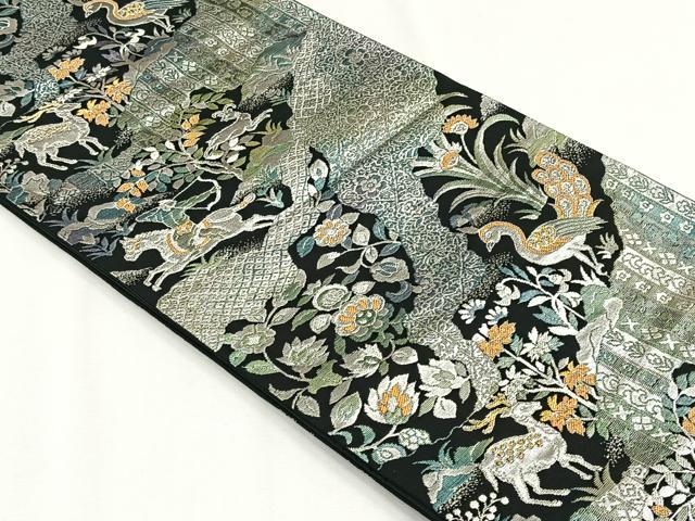 平和屋着物◎六通柄袋帯　狩猟文　金銀糸　正絹　逸品　CABH7370yk