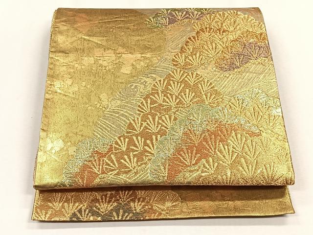 平和屋着物◎六通柄袋帯　浜松文　金糸　正絹　逸品　CABH7372yk