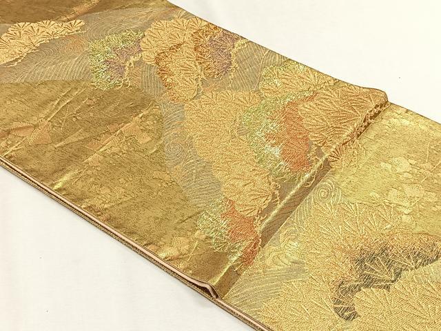 平和屋着物◎六通柄袋帯　浜松文　金糸　正絹　逸品　CABH7372yk