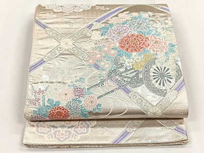 平和屋着物◎六通柄袋帯　唐織　花車文　金銀糸　正絹　逸品　CABH7375yk