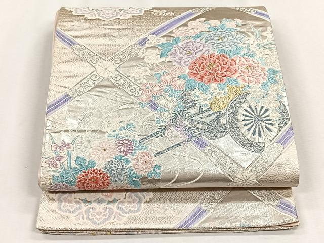 平和屋着物◎六通柄袋帯　唐織　花車文　金銀糸　正絹　逸品　CABH7375yk