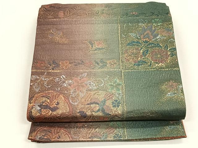 平和屋着物◎六通柄袋帯　正倉院纐纈　金銀糸　正絹　逸品　CABH7381yk