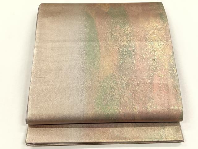 平和屋着物◎六通柄袋帯　霞文　引箔　正絹　逸品　未使用　CABH7382yk