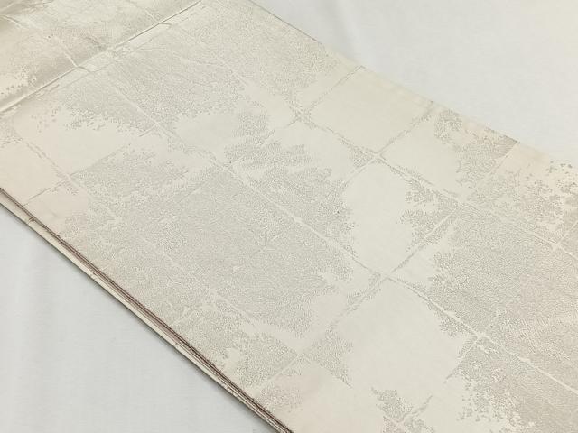 平和屋着物◎両面　全通柄袋帯　霞文　銀糸　正絹　逸品　CABH7387yk