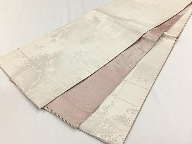 平和屋着物◎両面　全通柄袋帯　霞文　銀糸　正絹　逸品　CABH7387yk