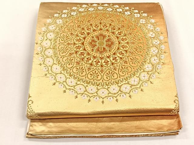 平和屋着物◎六通柄袋帯　唐織　舞花文　金糸　正絹　逸品　CABH7396yk